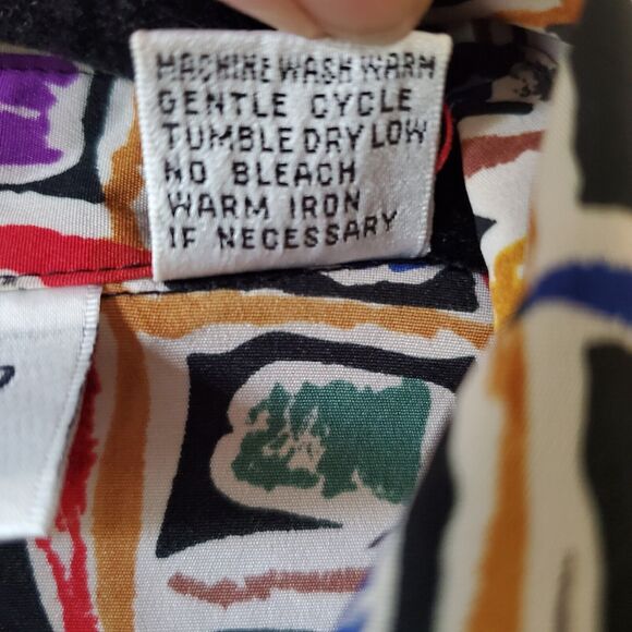 Vtg Yves St. Clair Long Sleeve Button Blouse Women's Size 12 Colorful Work - Picture 3 of 9